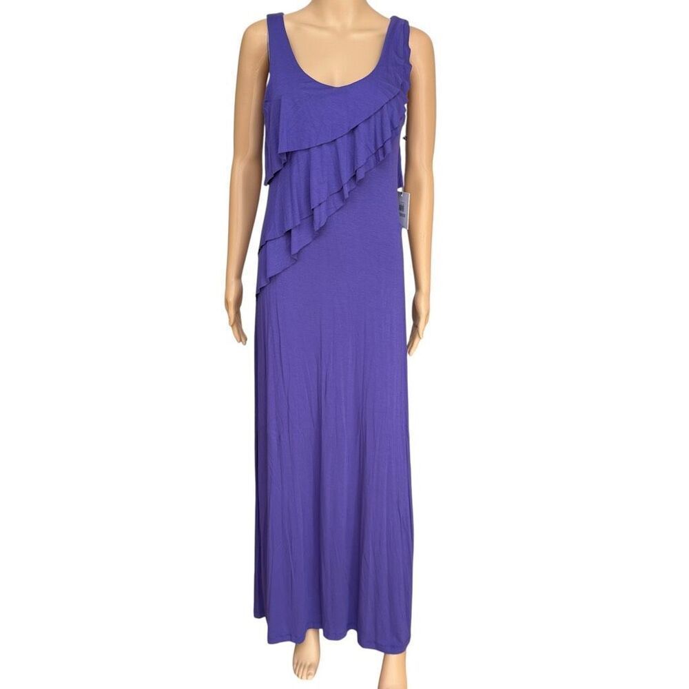 Calvin Klein Ruffle purple Overlay Maxi Dress Women’s Size 6 Sleeveless NWT
